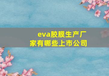 eva胶膜生产厂家有哪些上市公司