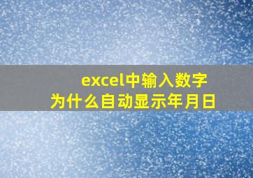 excel中输入数字为什么自动显示年月日