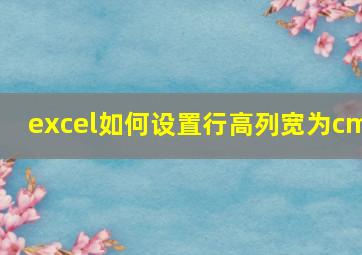 excel如何设置行高列宽为cm