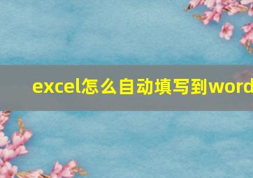 excel怎么自动填写到word