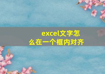 excel文字怎么在一个框内对齐