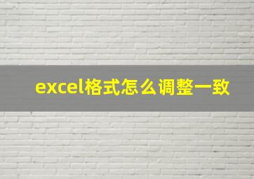 excel格式怎么调整一致