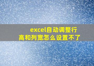 excel自动调整行高和列宽怎么设置不了