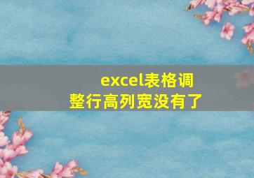 excel表格调整行高列宽没有了