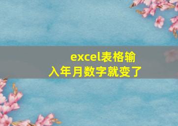 excel表格输入年月数字就变了