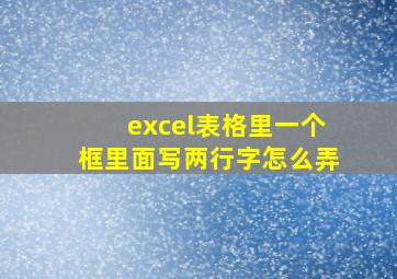 excel表格里一个框里面写两行字怎么弄