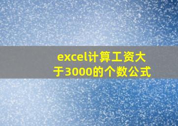 excel计算工资大于3000的个数公式