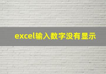 excel输入数字没有显示