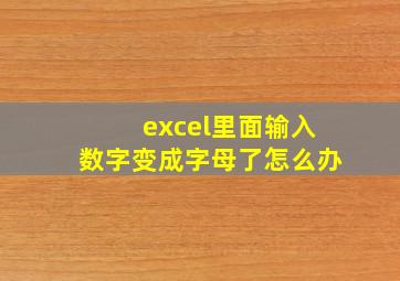 excel里面输入数字变成字母了怎么办