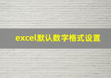 excel默认数字格式设置