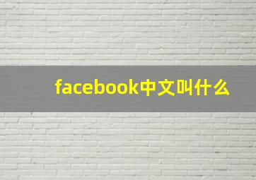 facebook中文叫什么