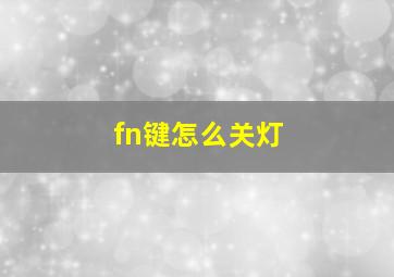 fn键怎么关灯