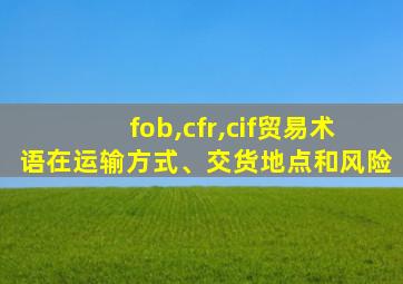 fob,cfr,cif贸易术语在运输方式、交货地点和风险