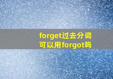 forget过去分词可以用forgot吗