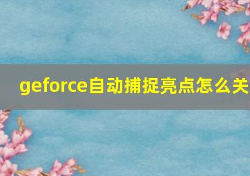 geforce自动捕捉亮点怎么关