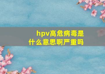 hpv高危病毒是什么意思啊严重吗