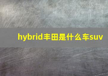 hybrid丰田是什么车suv