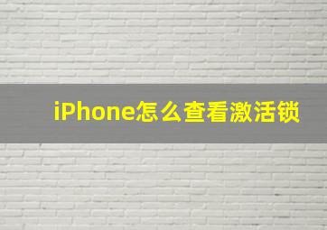 iPhone怎么查看激活锁