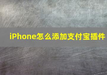 iPhone怎么添加支付宝插件