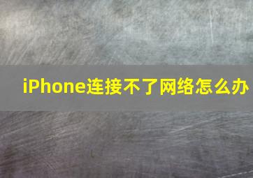 iPhone连接不了网络怎么办