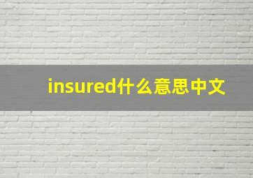 insured什么意思中文