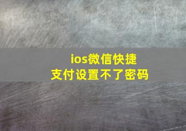 ios微信快捷支付设置不了密码