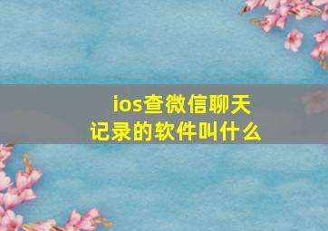 ios查微信聊天记录的软件叫什么