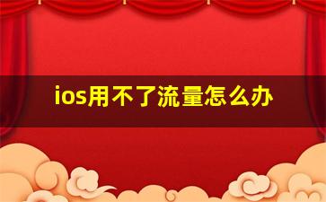 ios用不了流量怎么办