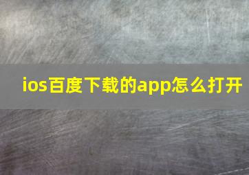 ios百度下载的app怎么打开