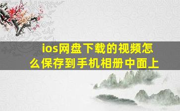 ios网盘下载的视频怎么保存到手机相册中面上