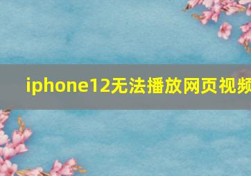 iphone12无法播放网页视频