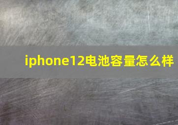 iphone12电池容量怎么样