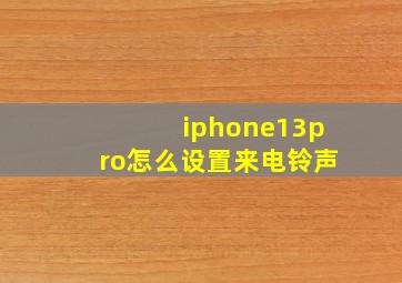 iphone13pro怎么设置来电铃声