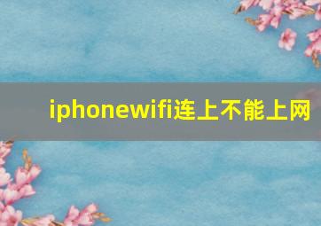 iphonewifi连上不能上网