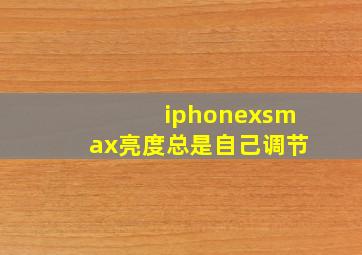 iphonexsmax亮度总是自己调节