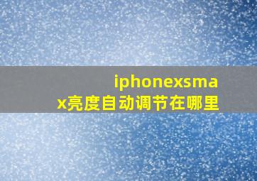 iphonexsmax亮度自动调节在哪里