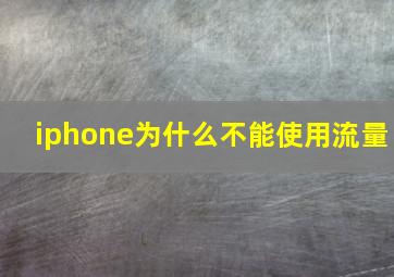 iphone为什么不能使用流量