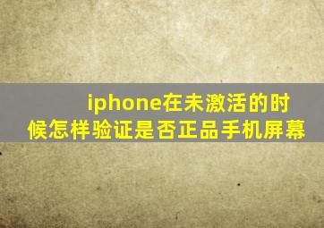 iphone在未激活的时候怎样验证是否正品手机屏幕