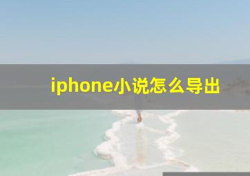 iphone小说怎么导出