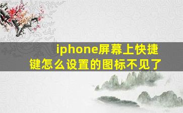 iphone屏幕上快捷键怎么设置的图标不见了