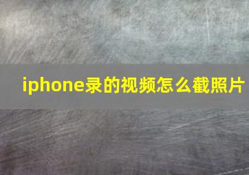 iphone录的视频怎么截照片