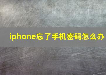 iphone忘了手机密码怎么办