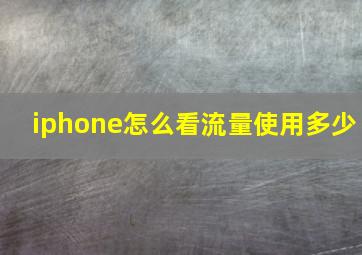 iphone怎么看流量使用多少