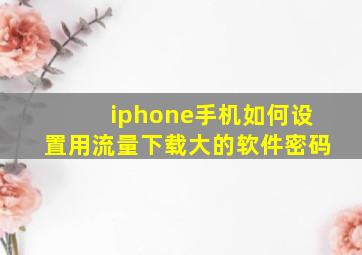 iphone手机如何设置用流量下载大的软件密码