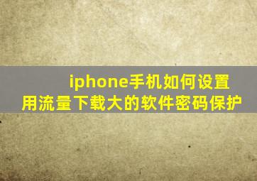 iphone手机如何设置用流量下载大的软件密码保护