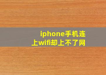 iphone手机连上wifi却上不了网