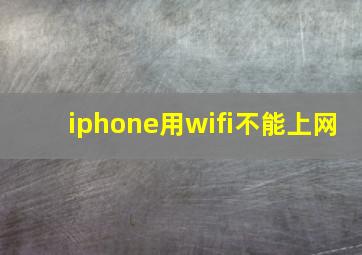 iphone用wifi不能上网