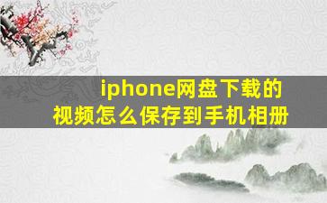 iphone网盘下载的视频怎么保存到手机相册