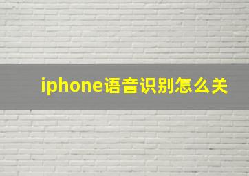 iphone语音识别怎么关