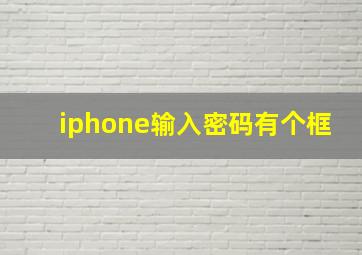 iphone输入密码有个框